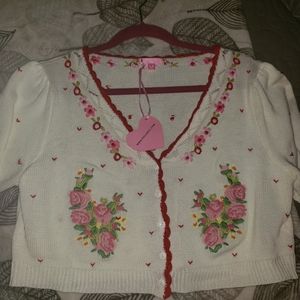 SUGAR THRILLZ Plus Love In Bloom Cropped Cardigan